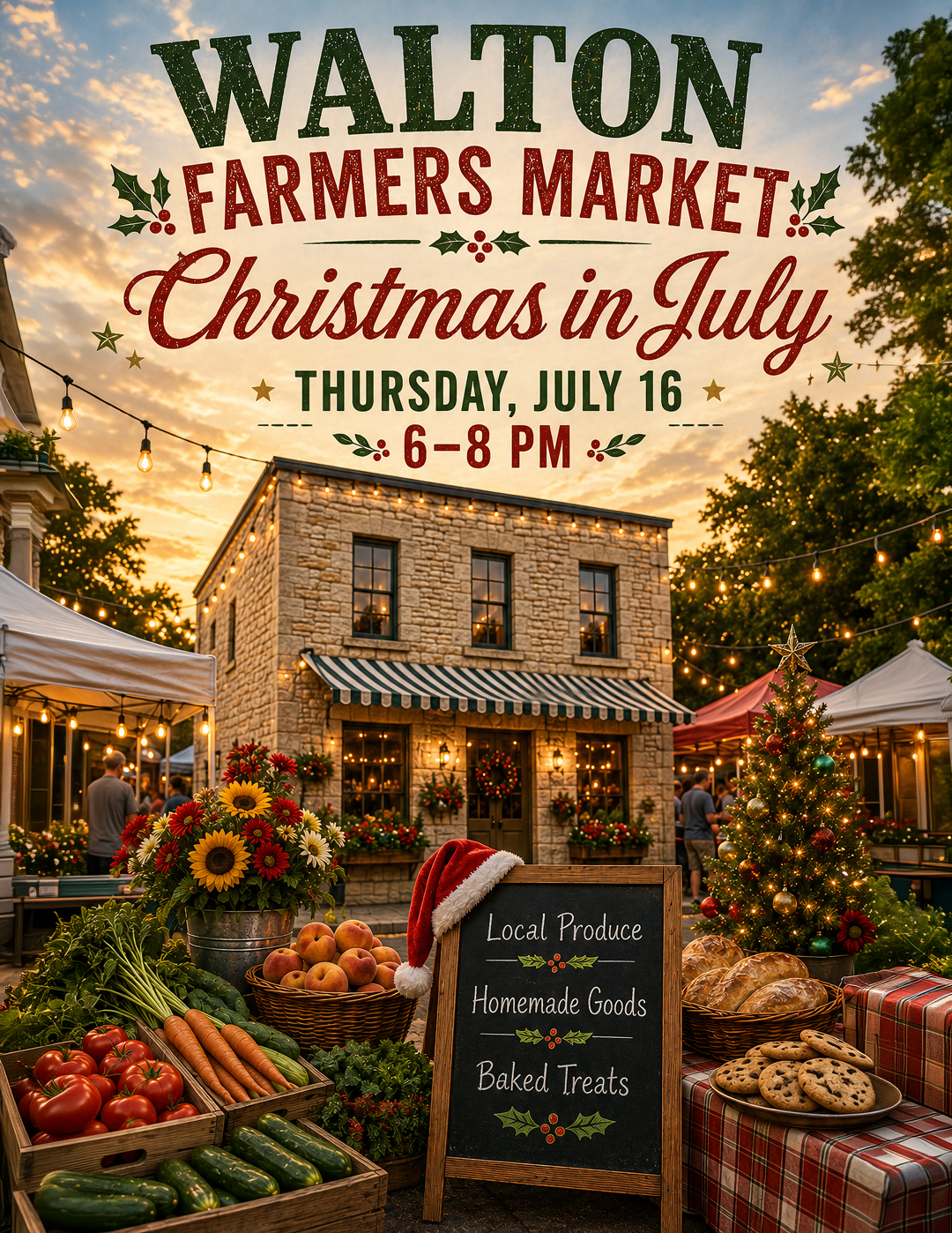 Walton Farmers Market Christmas in July flyer